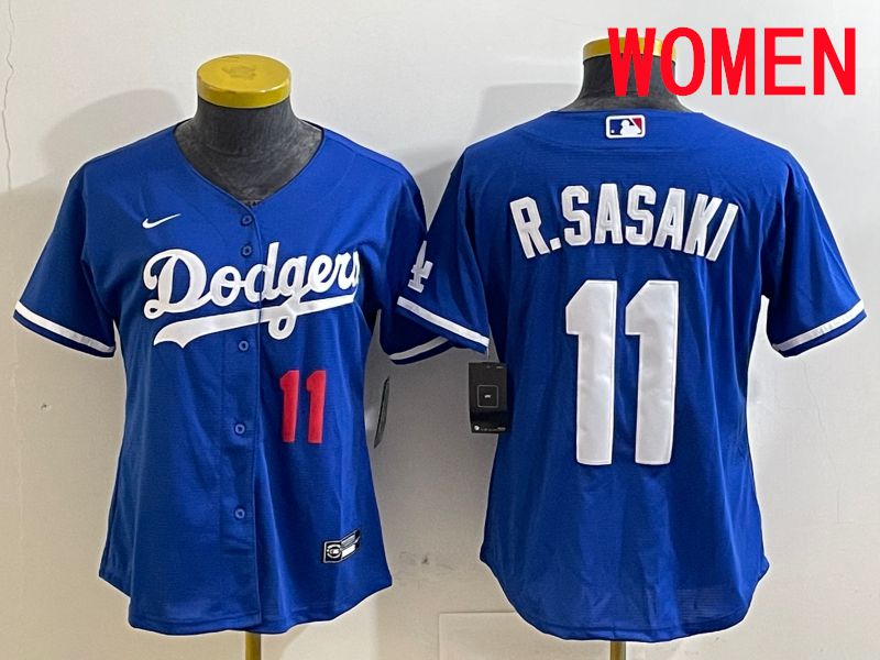 Women Los Angeles Dodgers #11 R.Sasaki Blue Game 2025 Nike MLB Jersey style 2